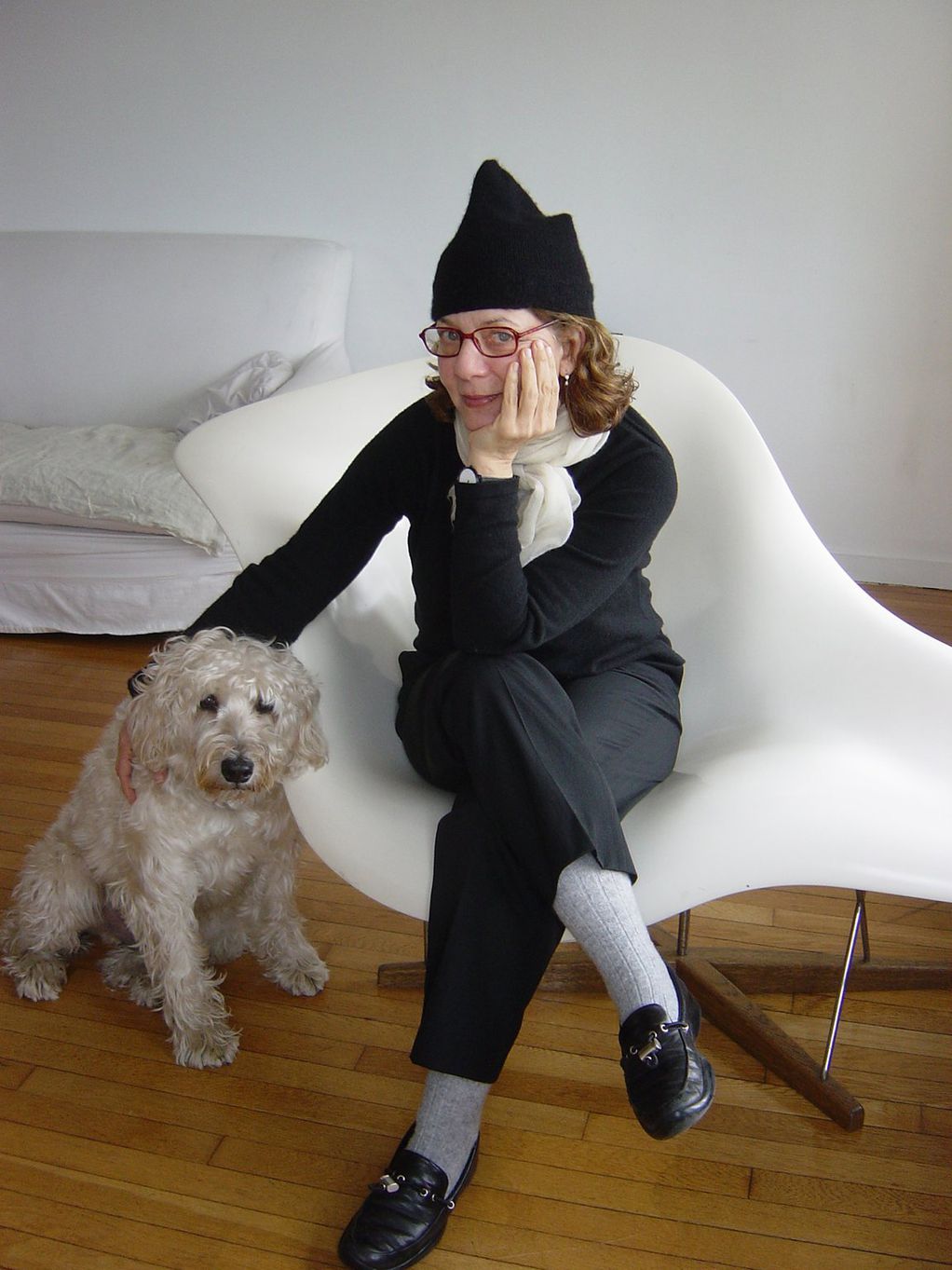 Maira Kalman and her dog, Pete. Contributed by Rick Meyerowitz