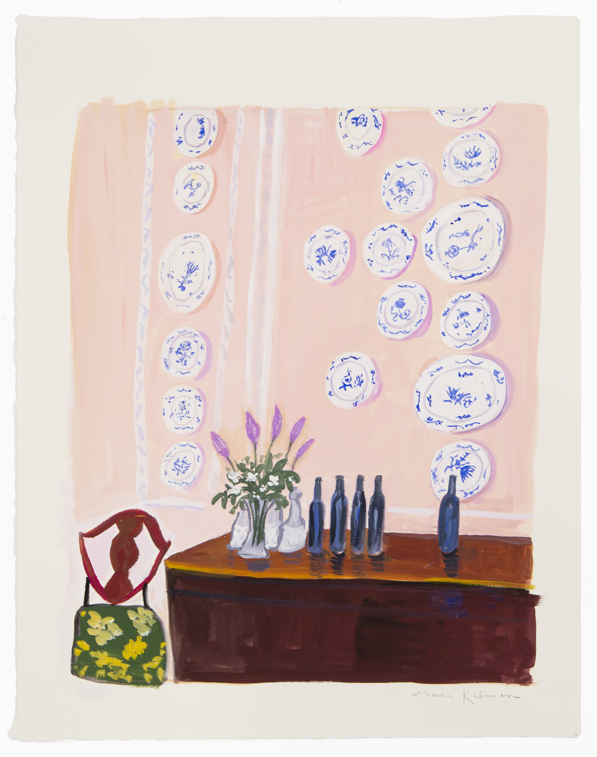 Maira Kalman !e Painted Plates from Departures Magazine; Smedmare House, England, 2016 Gouache Image Dimensions: 11 3/8 x 9 1/4 inches (28.9 x 23.5 cm) Paper Dimensions: 14 x 11 1/4 inches (35.6 x 28.6 cm)