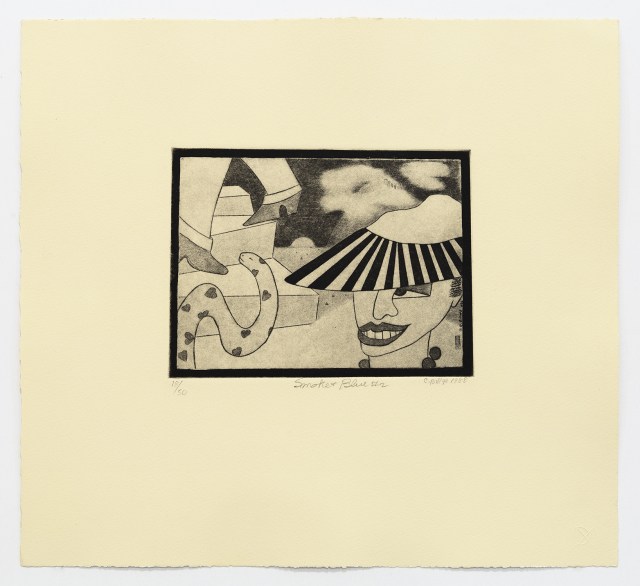 Camille Billops, Smoke & Blue #2, 1988, Etching and aquatint, 14 x 15 inches (35.6 x 38.1 cm), Edition of 50