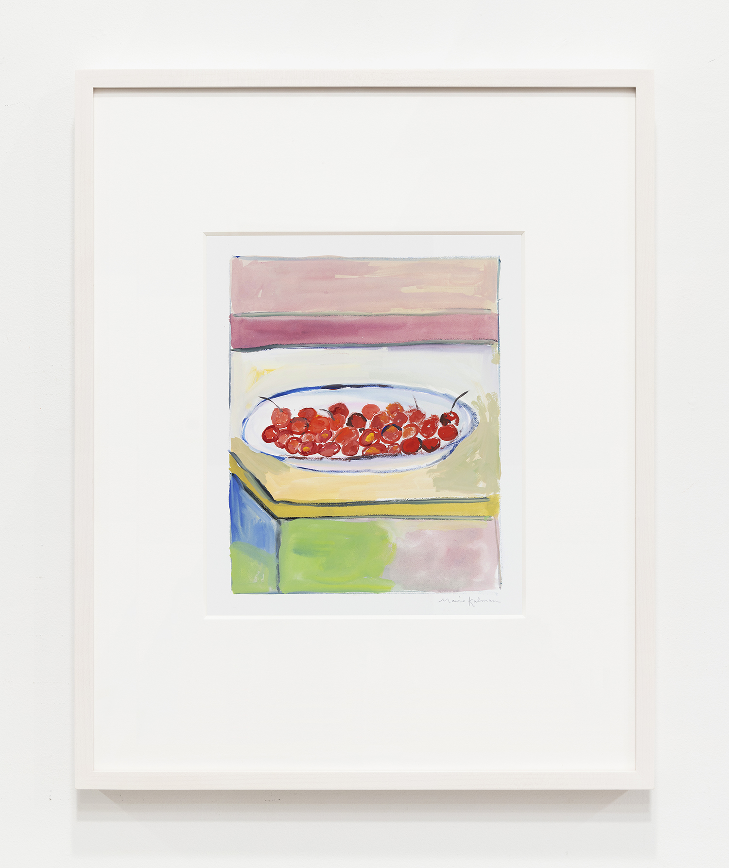 Maira Kalman Cézanne's Cherries, 2022 Gouache Image Dimensions: 9 3/4 x 7 1/2 inches (24.8 x 19.1 cm) Framed Dimensions: 20 x 16 inches (50.8 x 40.6 cm)