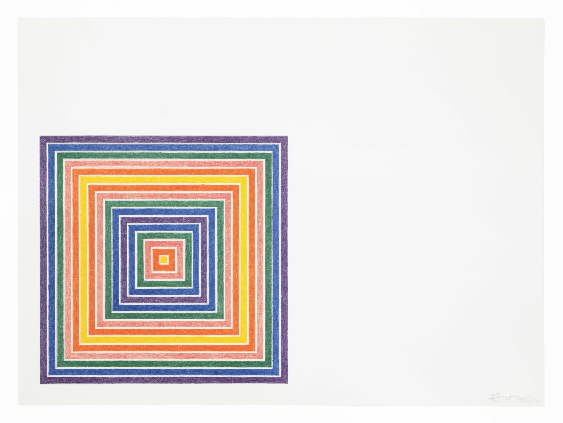 Frank Stella Honduras Lottery Co., from Multicolored Squares, 1972 Lithograph Image Dimensions: 16 x 21 7/10 inches (40.6 x 55.1 cm) Paper Dimensions: 40 1/2 x 55 1/8 inches (102.9 x 140 cm) Edition of 100