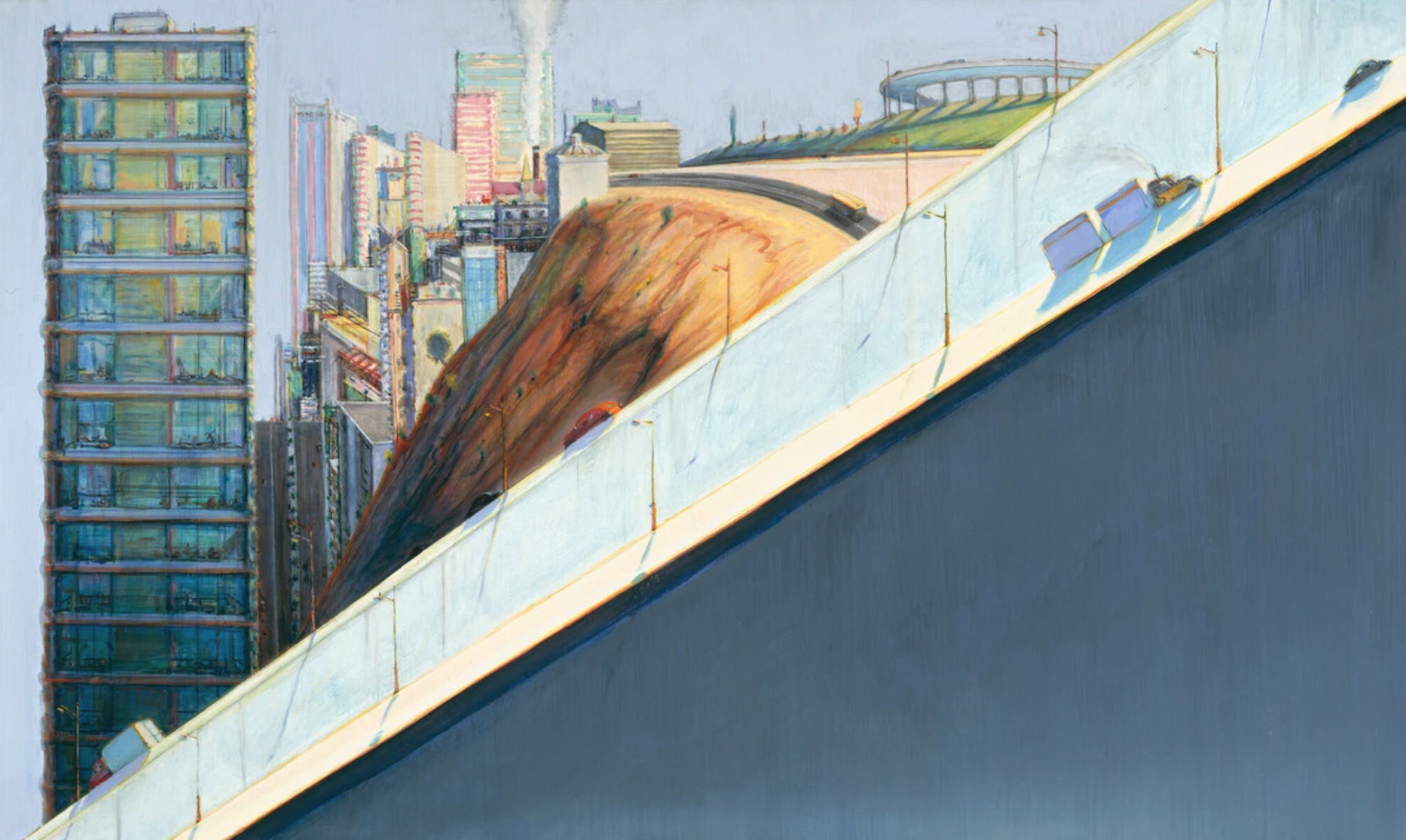 Wayne Thiebaud, Diagonal Freeway, 1993.