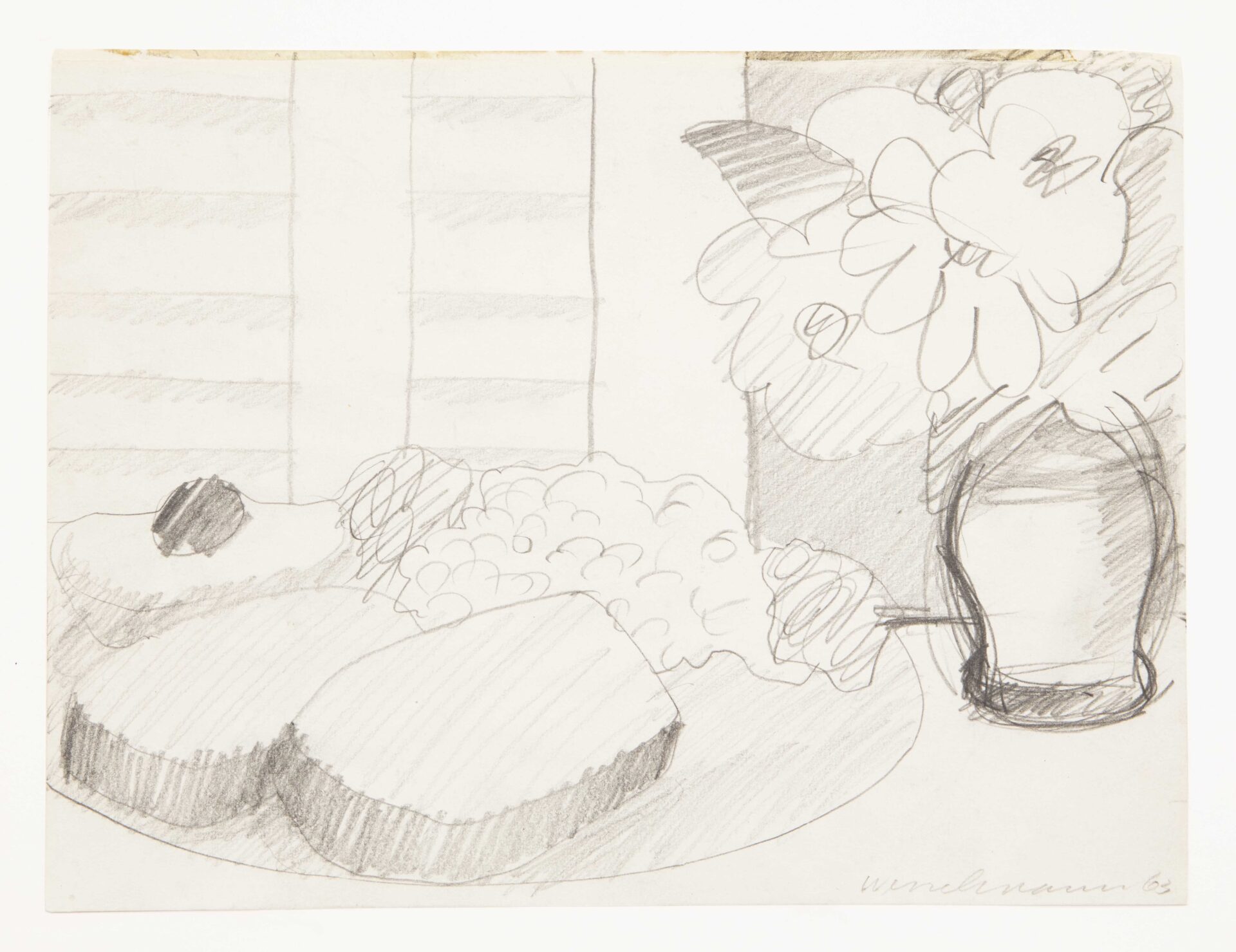 Tom Wesselmann Untitled (Still Life), 1963 Graphite Paper Dimensions: 8 1/2 x 11 inches (21.6 x 27.9 cm) Framed Dimensions: 14 1/4 x 17 3/4 inches (36.2 x 45.1 cm)
