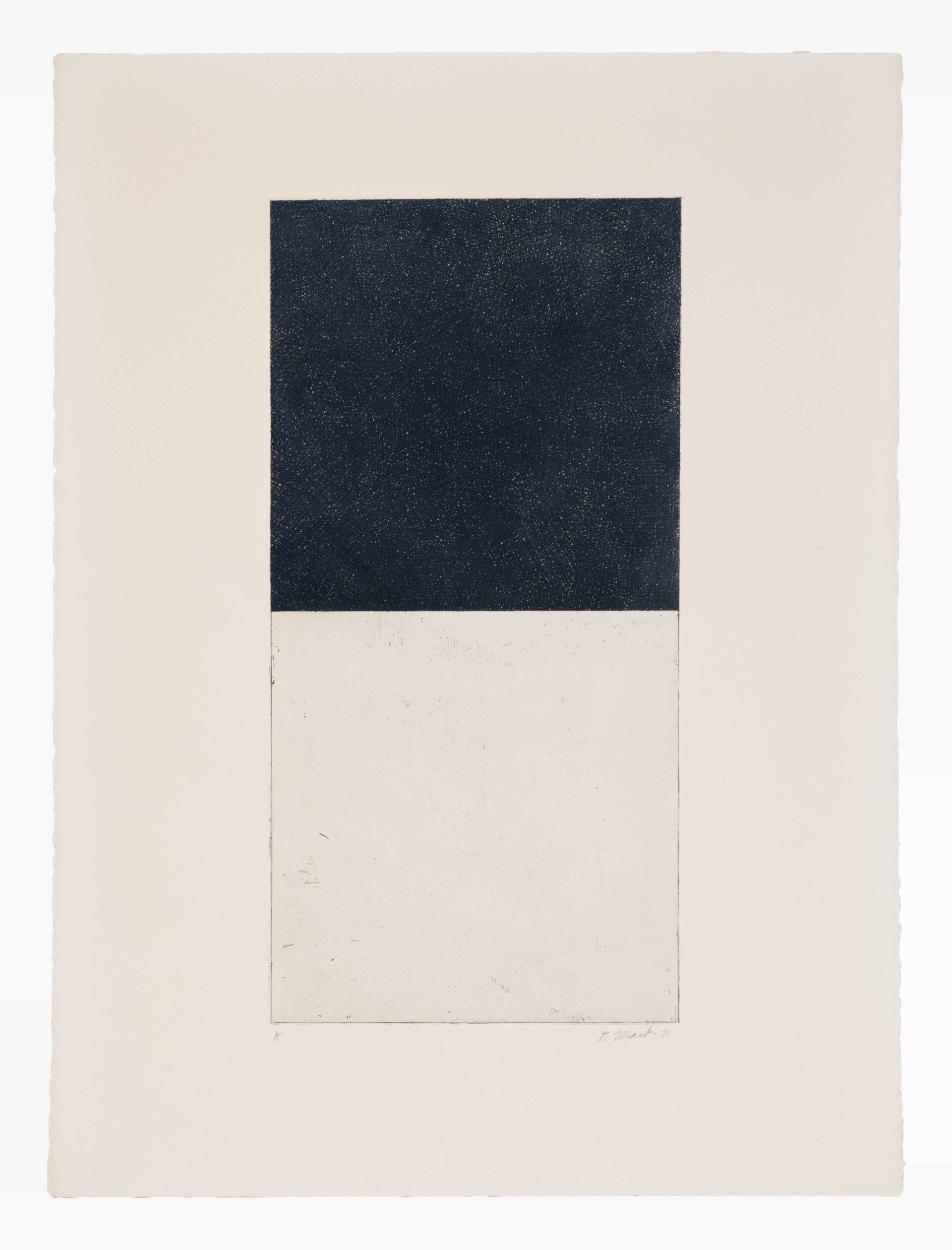 Brice Marden Ten Days, 1971 Etching and aquatint on paper, from a portfolio of 8 etchings 29 7/8 x 22 1/2 inches (75.9 x 57.2 cm) AP11 (K), Edition of 30, plus 20AP (A-T); AP; TP