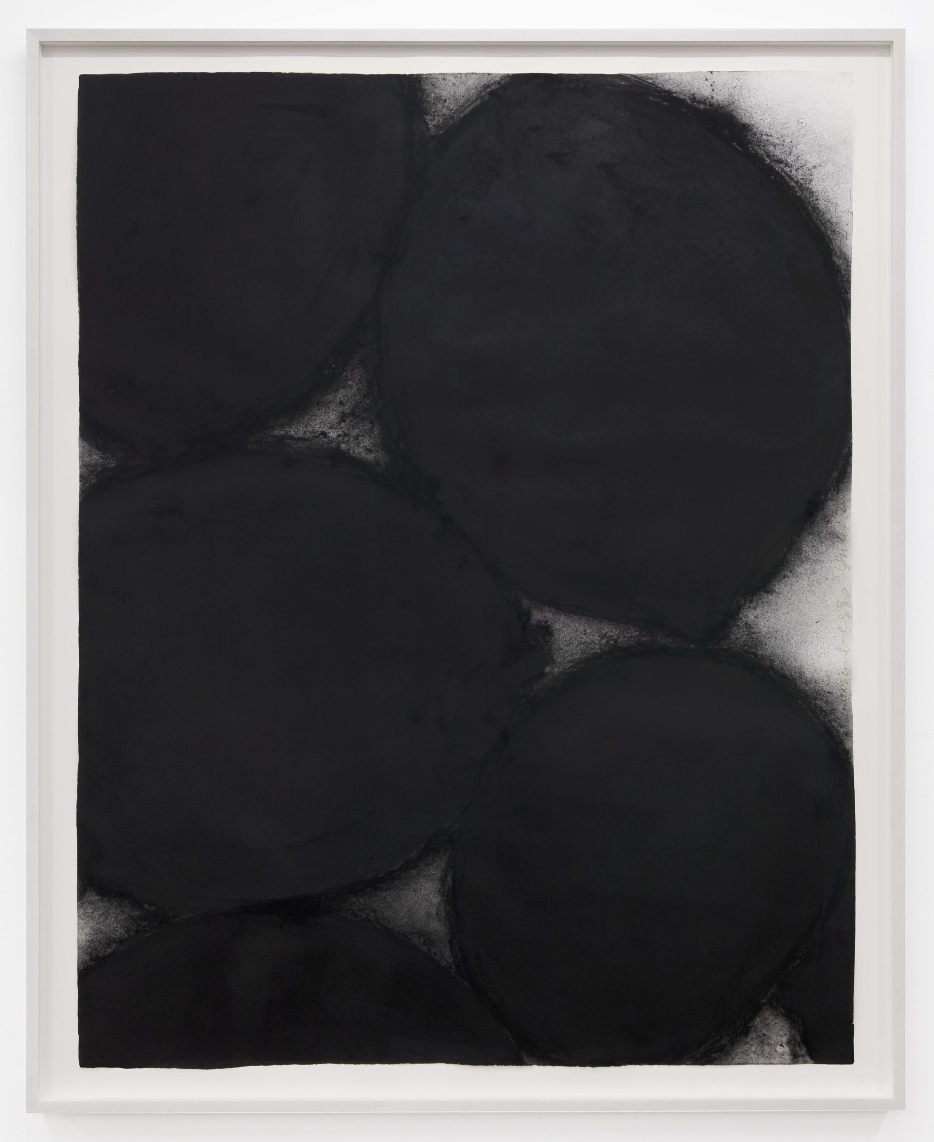 Donald Sultan Lemons and Eggs July 23, 1987, 1987 Charcoal on paper Image Dimensions: 60 3/4 x 47 1/2 inches (154.3 x 120.7 cm) Framed Dimensions: 65 1/2 x 53 1/2 x 2 1/4 inches (166.4 x 135.9 x 5.7 cm)