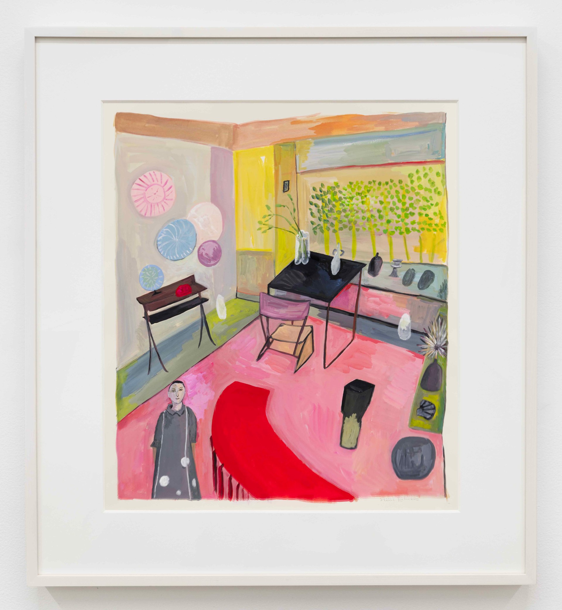 Room with Woman in Grey, 2024 Gouache 26 13/16 x 24 7/16 inches (68.1 x 62.1 cm) $15,000 Inquire