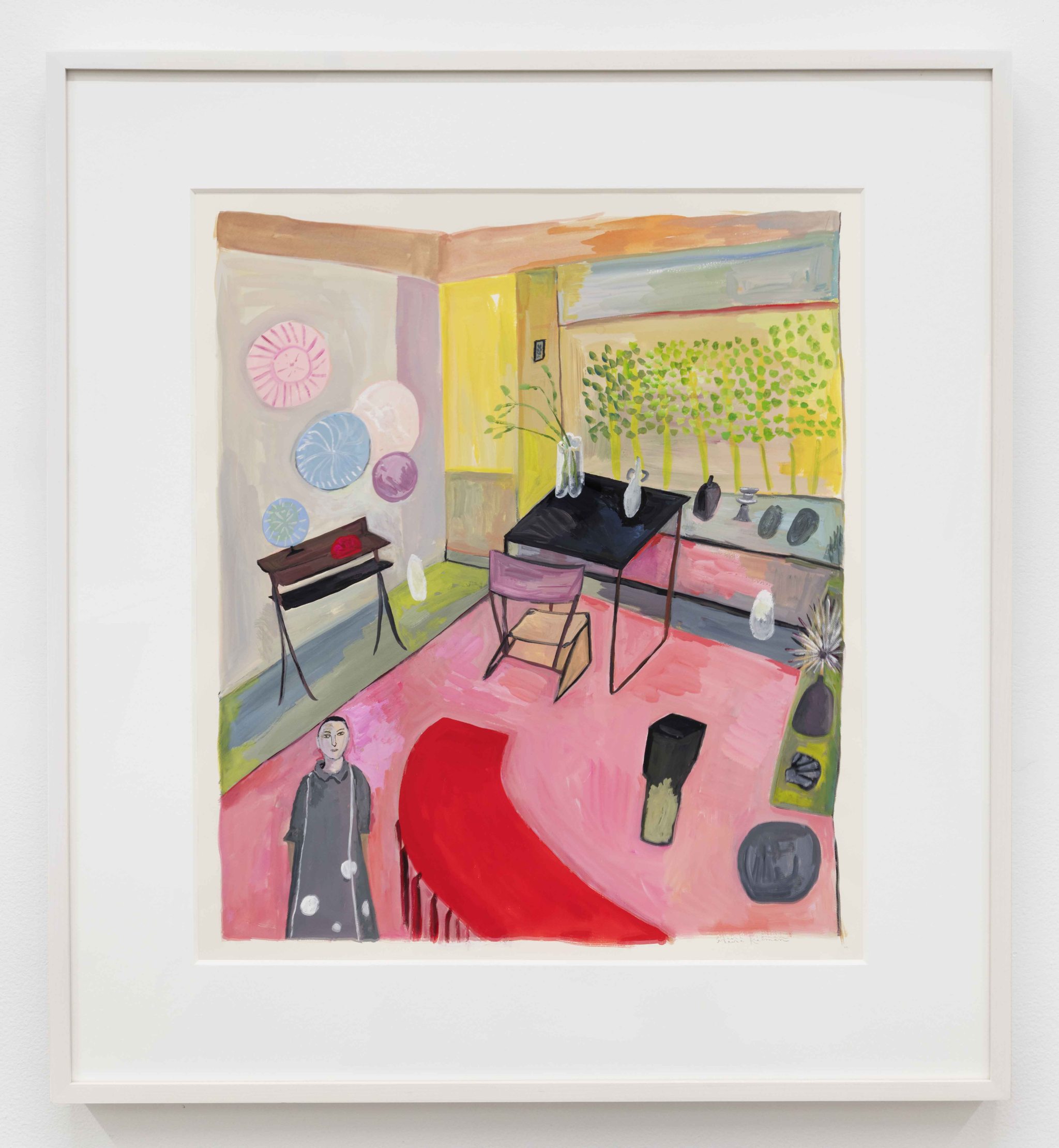 Room with Woman in Grey, 2024 Gouache 26 13/16 x 24 7/16 inches (68.1 x 62.1 cm) $15,000 Inquire