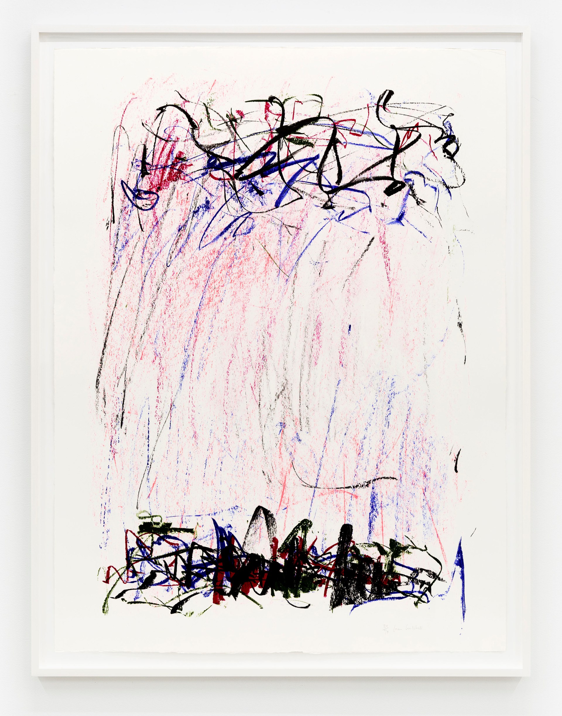 Joan Mitchell Sides of a River I, 1981 Lithograph Paper Dimensions: 42 1/2 x 32 1/2 inches (108 x 82.6 cm) Framed Dimensions: 46 1/4 x 36 1/4 inches (117.5 x 92.1 cm) Edition of 70