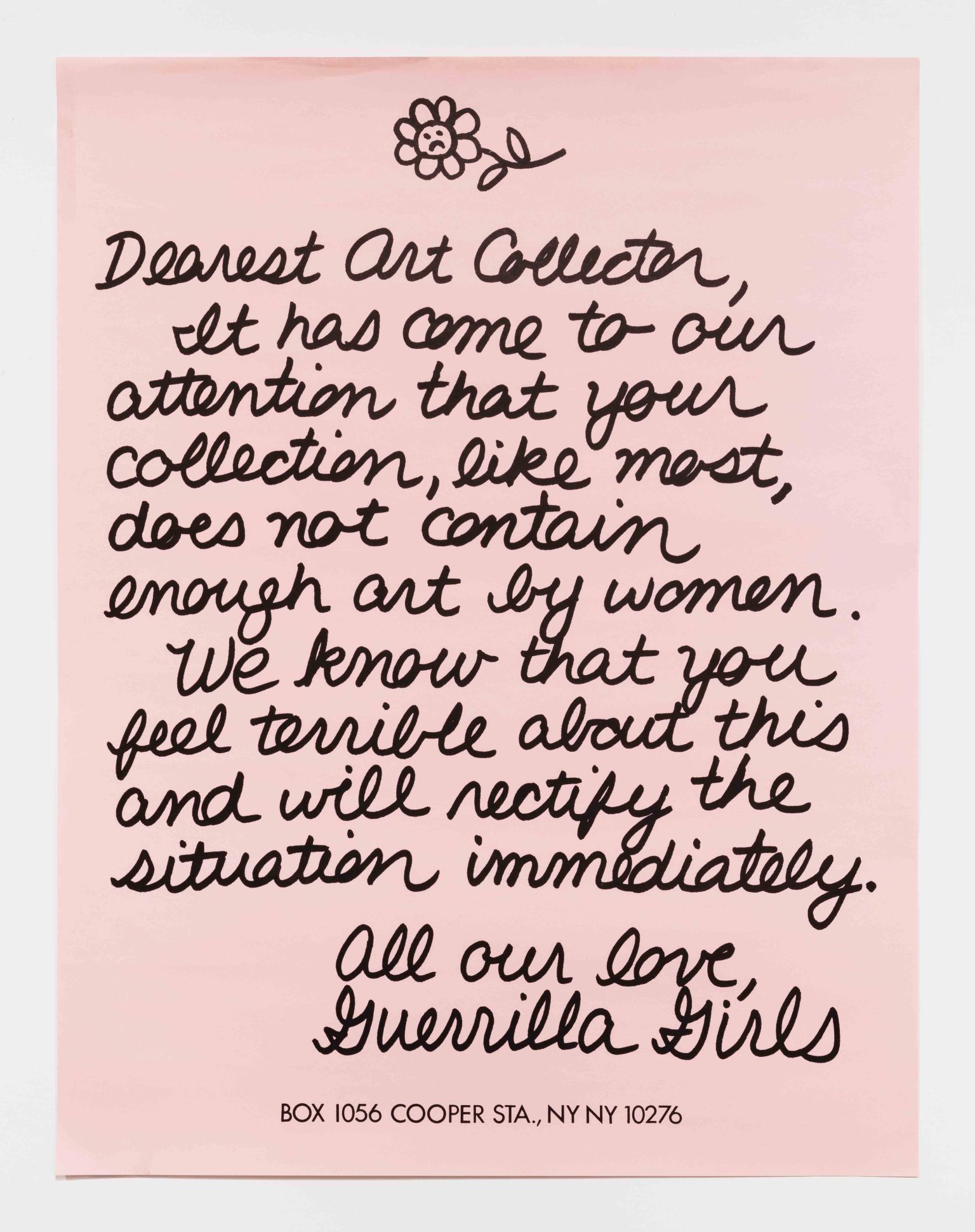 “Dearest Art Collector,..” from the Guerrilla Girls Talk Back portfolio