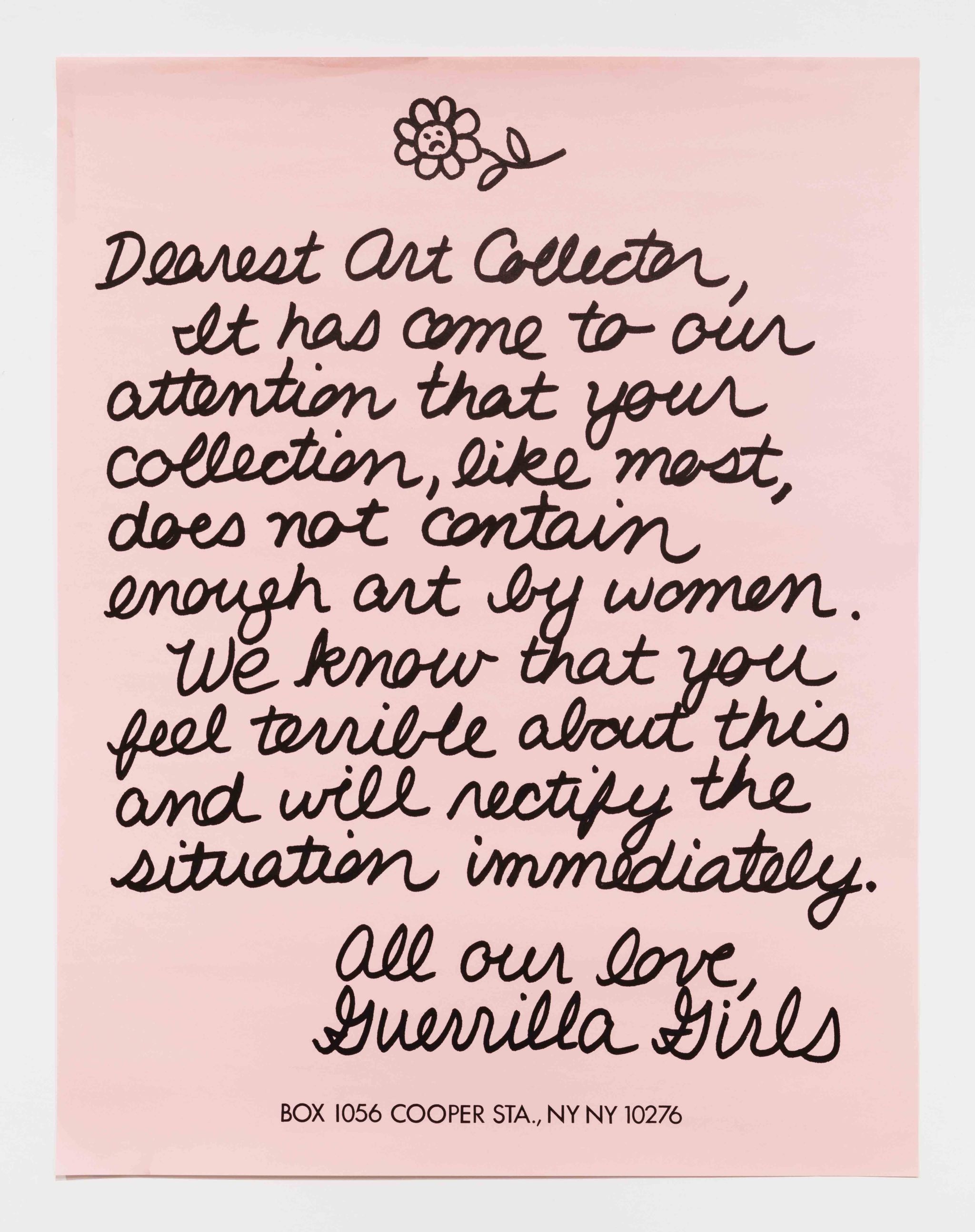 “Dearest Art Collector,..” from the Guerrilla Girls Talk Back portfolio