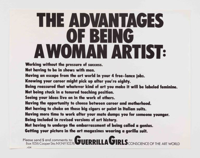 “The Advantages of Being A Woman Artist” from the Guerrilla Girls Talk Back portfolio