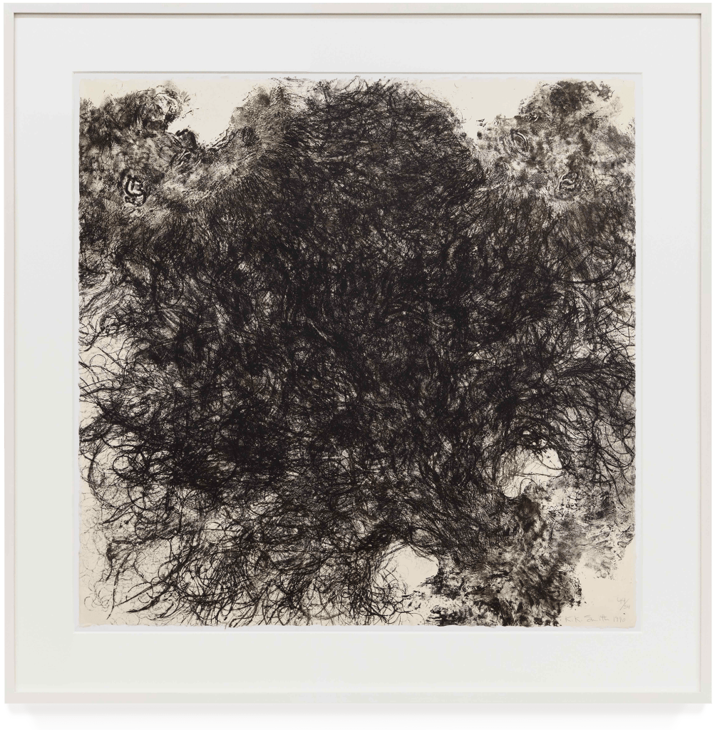 Kiki Smith Untitled (Hair), 1990 Lithograph on custom hand-made Mitsumashi paper Image Dimensions: 36 1/2 x 36 1/2 inches Edition 19 of 54, plus 11AP