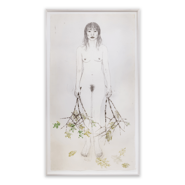 Kiki Smith Untitled I, 2006 Monotype with lithograph and hand-coloring, on Torinoko paper Paper Dimensions: 78 x 43 inches (198.1 x 109.2 cm) Framed Dimensions: 81 7/8 x 46 1/2 inches (208 x 118.1 cm) Edition of 4