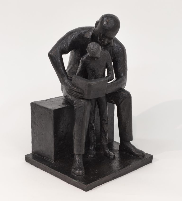 John Wilson Father and Child Reading, 1985 Bronze with brown patina 14 1/2 x 9 1/4 x 8 3/4 inches (36.8 x 23.5 x 22.2 cm) Edition of 10