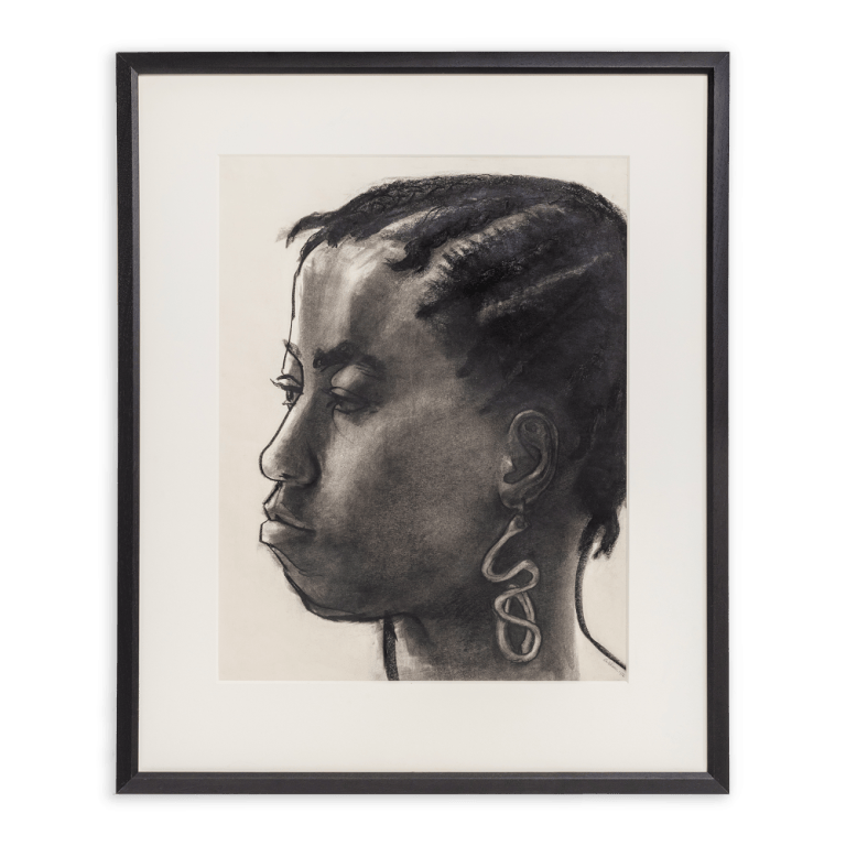 John Wilson Lezli, 1972 Charcoal and pastel on paper Image Dimensions: 24 x 19 inches (61 x 48.3 cm) Framed Dimensions: 33 1/8 x 27 1/2 inches (84.1 x 69.9 cm)