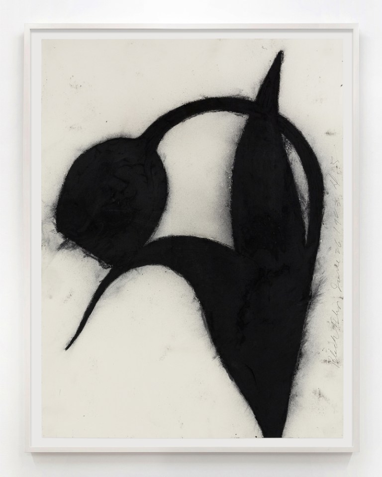 Donald Sultan Black Tulip June 26 1983, 1983 Charcoal on paper 50 x 38 inches (127 x 96.5 cm) Framed Dimensions: 54 3/8 x 42 3/8 inches (138.1 x 107.6 cm)